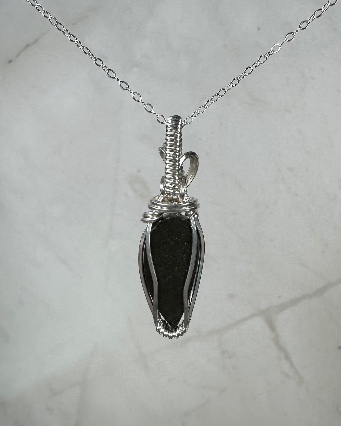 Flashy Rare, Natural Ammolite Pendant Wire-Wrapped in Sterling Silver