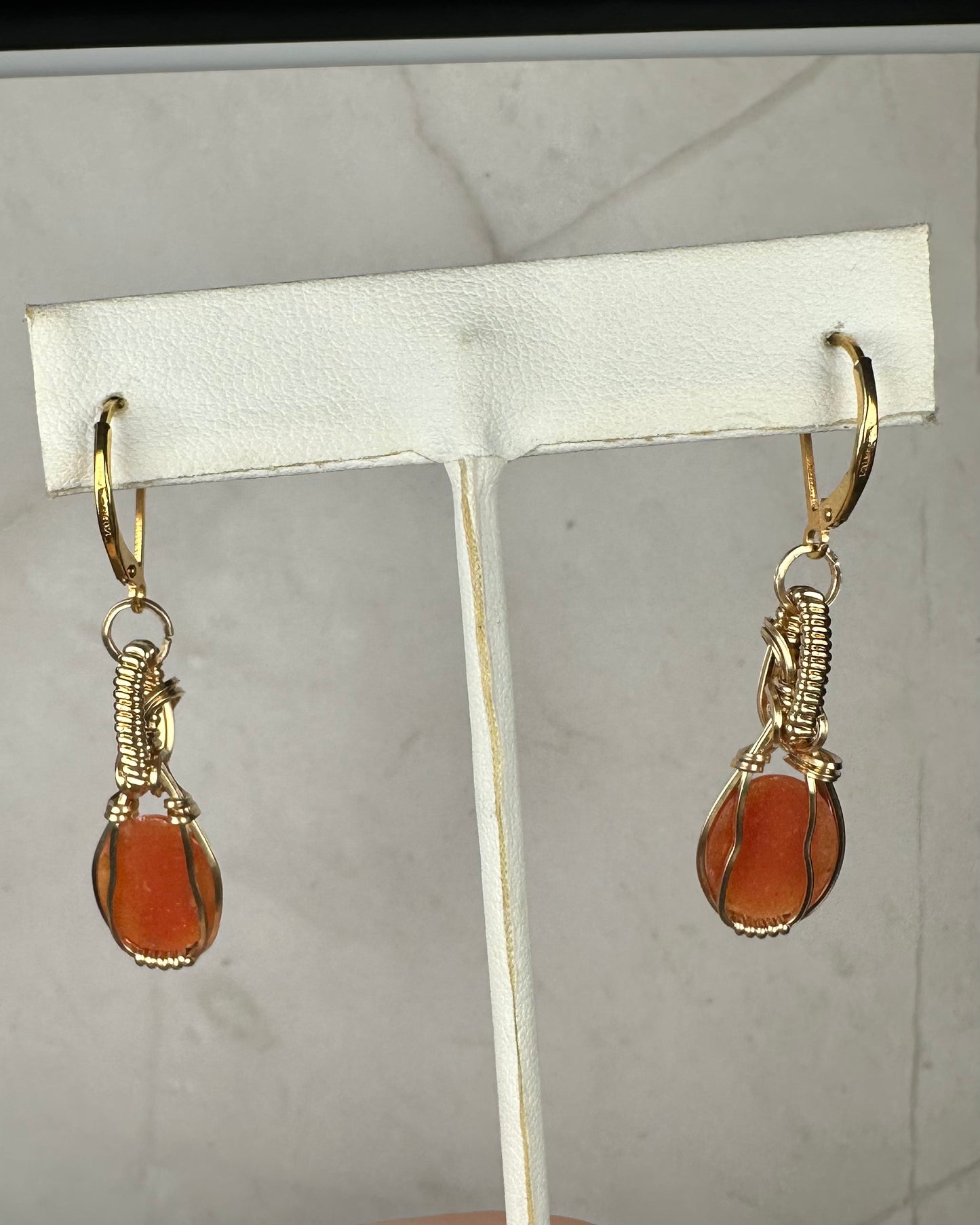 Vintage Carved Shell Cameos of Women Dangle Earrings Wire-Wrapped in 14k Goldfill