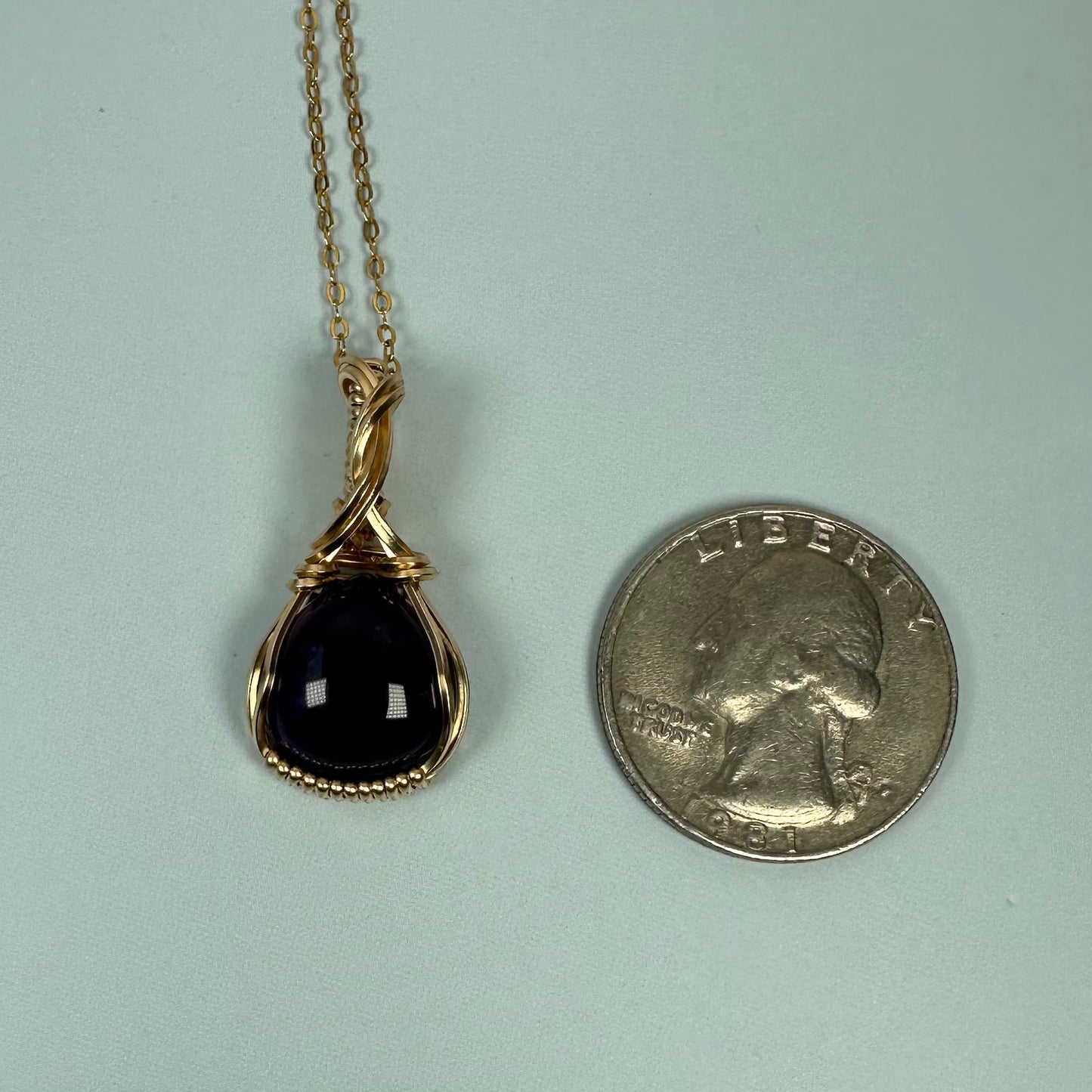 Wire-Wrapped Amethyst Pendant in 14k Goldfill