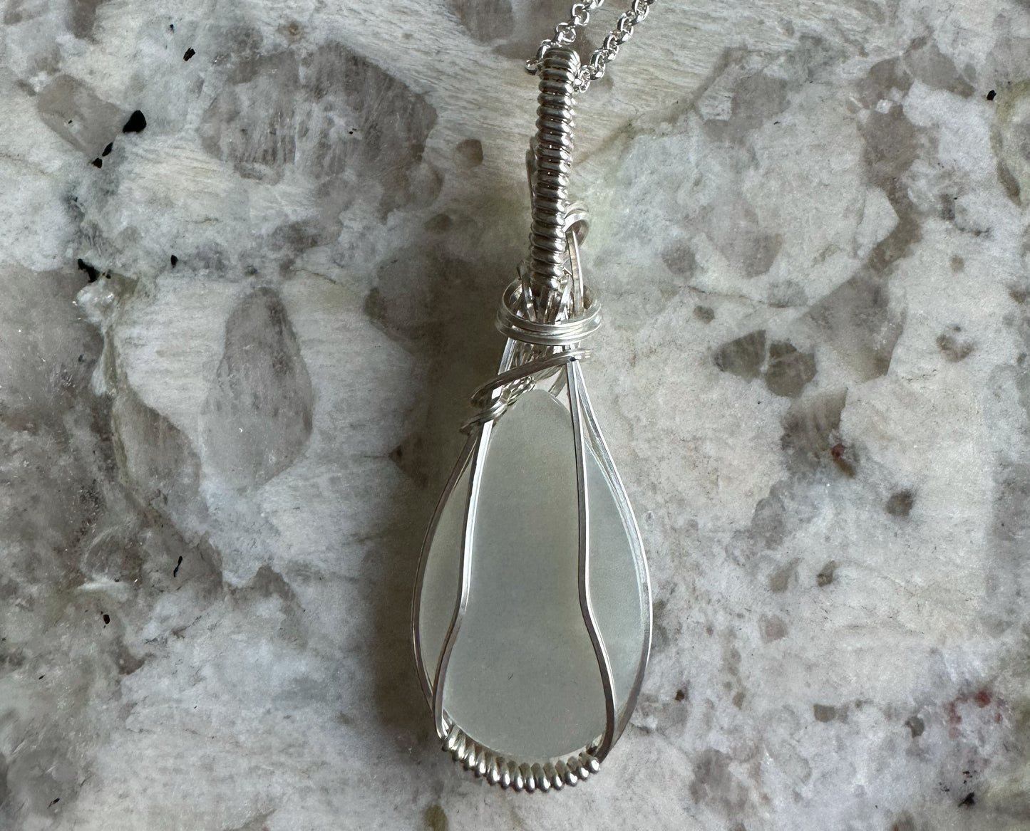 Wire-Wrapped Chatoyant Gray Moonstone Pendant in Sterling Silver