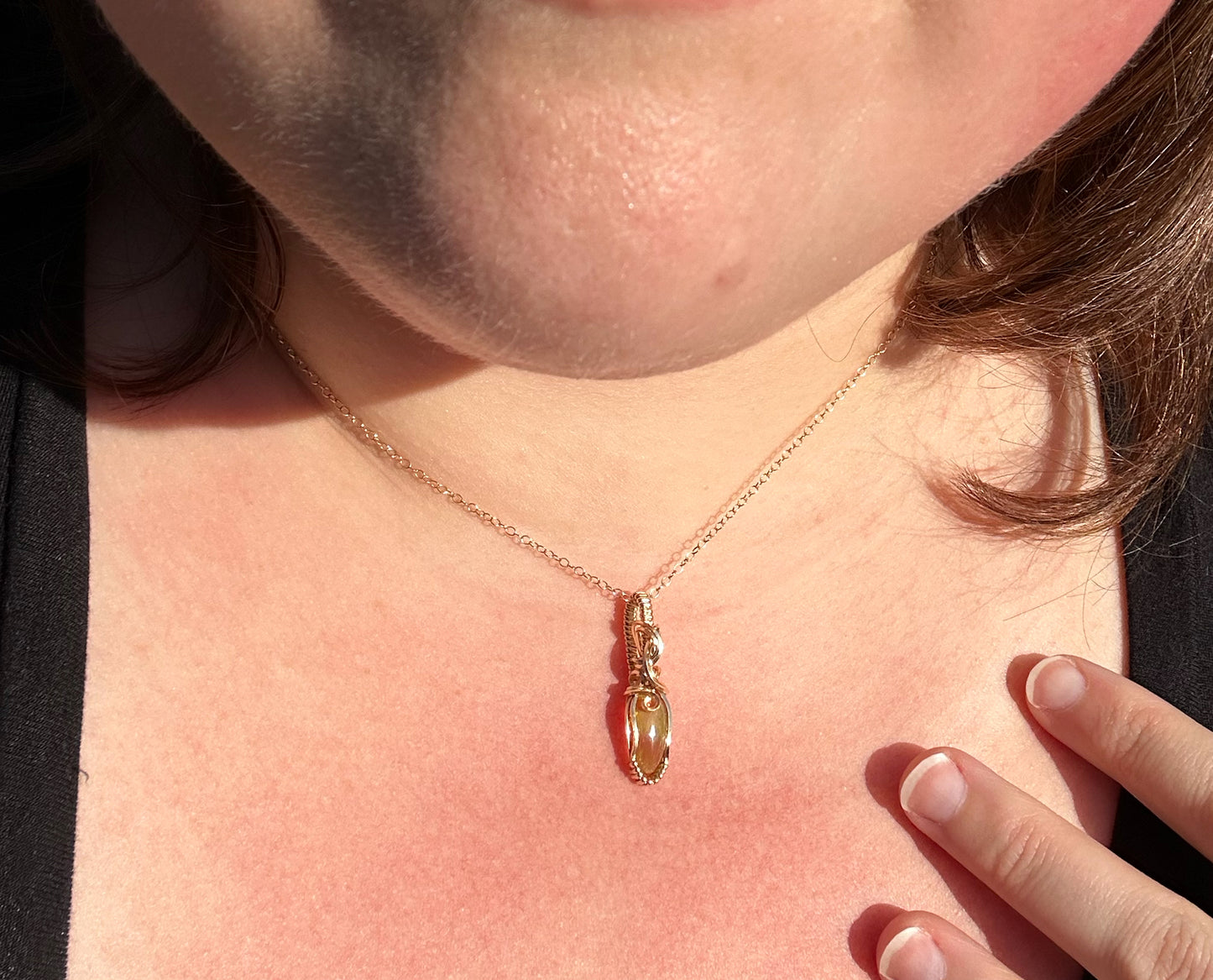 14k Goldfilled Wire-Wrapped Ethiopian Opal Pendant