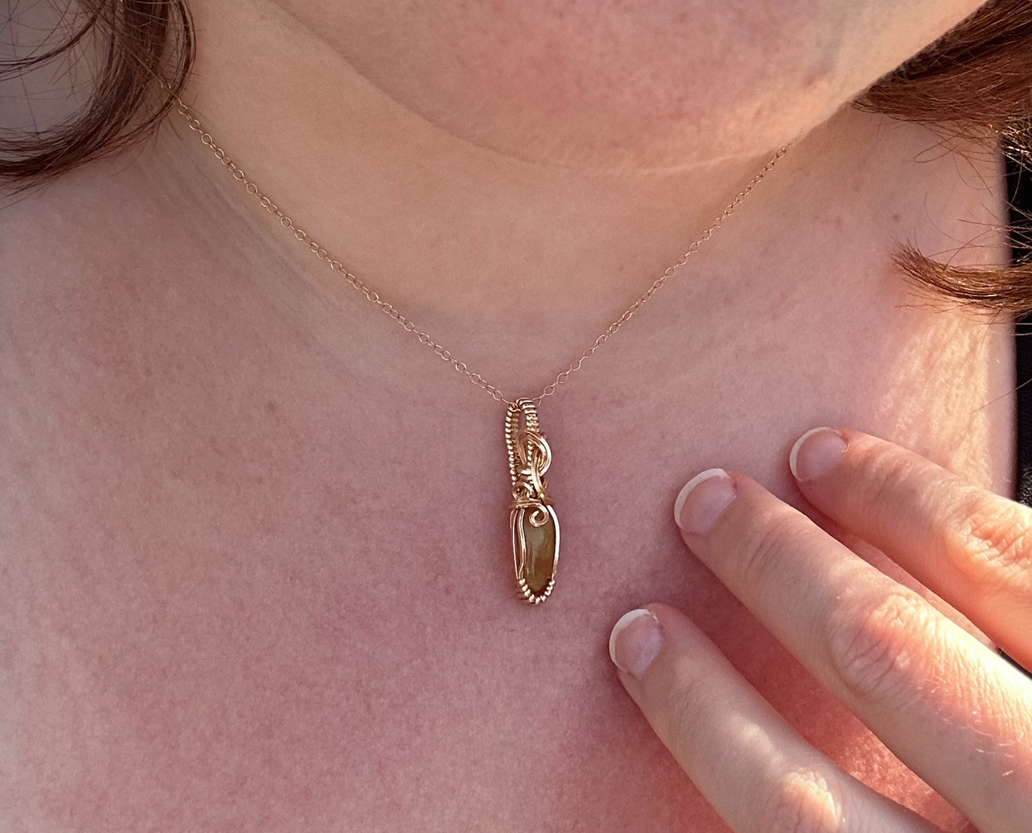 14k Goldfilled Wire-Wrapped Ethiopian Opal Pendant