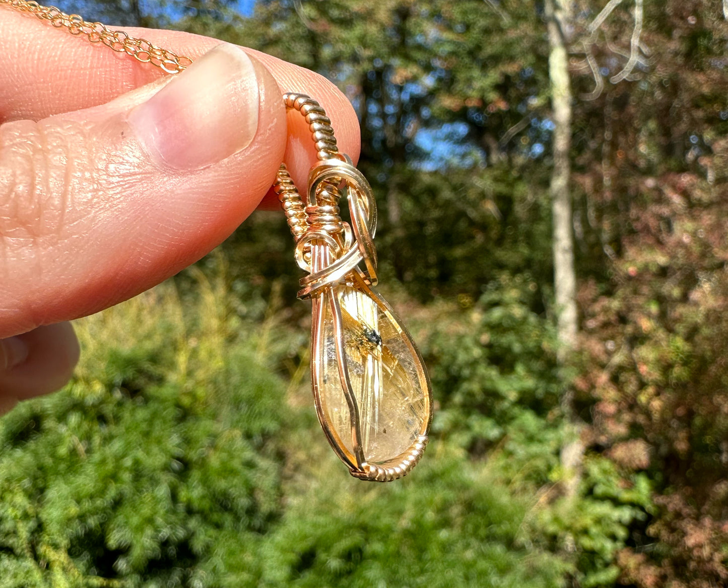 14k Goldfilled Wire-Wrapped Gold Star Rutilated Quartz Pendant