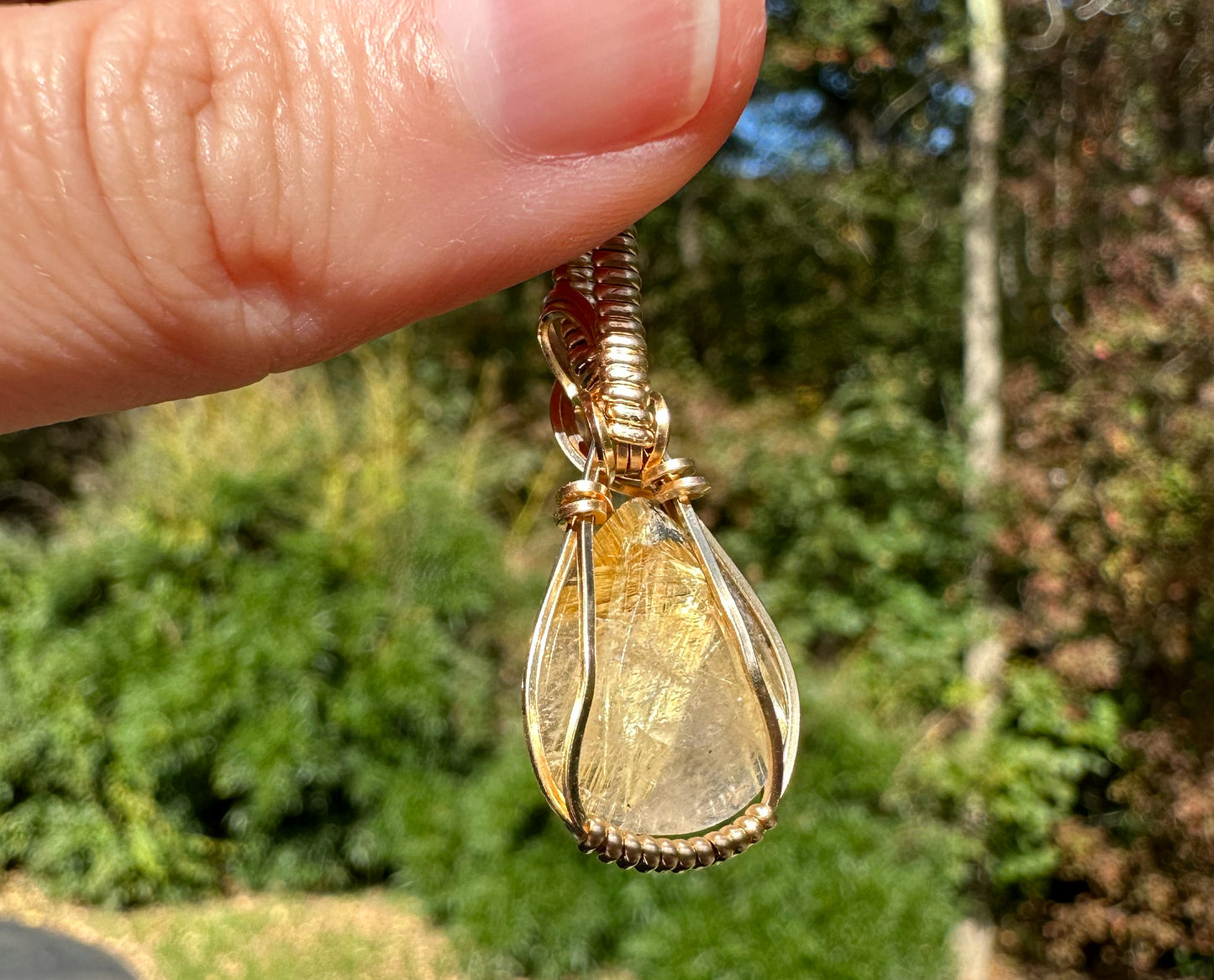 14k Goldfilled Wire-Wrapped Gold Star Rutilated Quartz Pendant