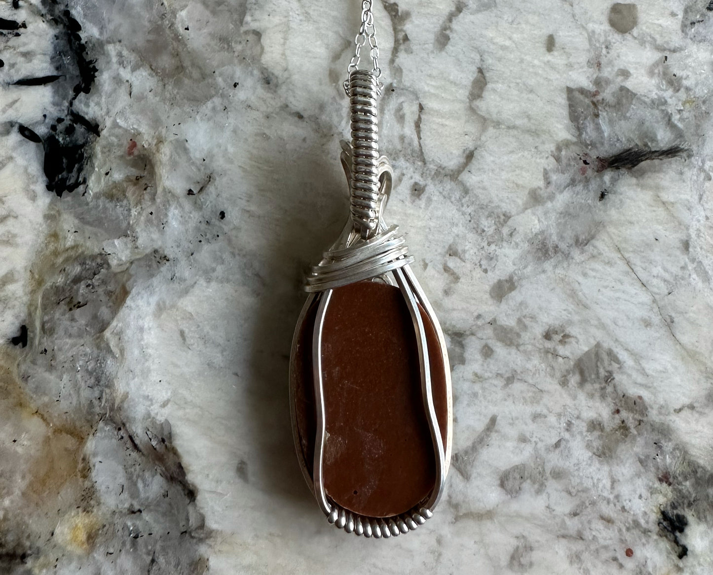 Wire-Wrapped Vintage Blue Turquoise Pendant in Sterling Silver