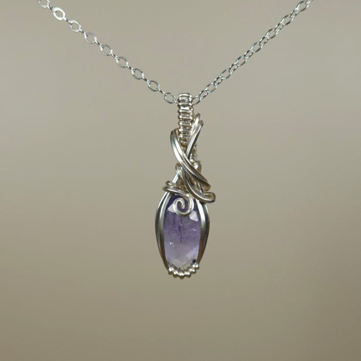 Tanzanite Pendant Wire-Wrapped in Sterling Silver