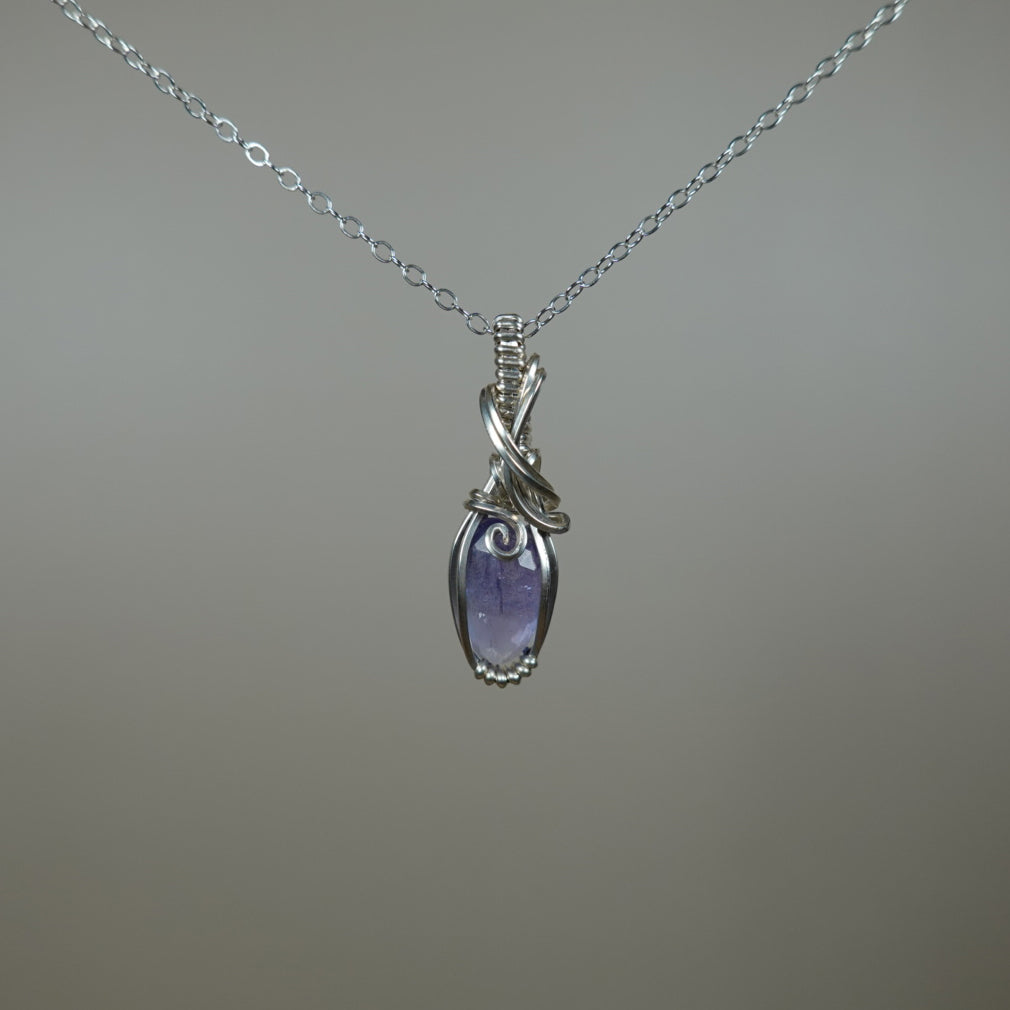 Tanzanite Pendant Wire-Wrapped in Sterling Silver
