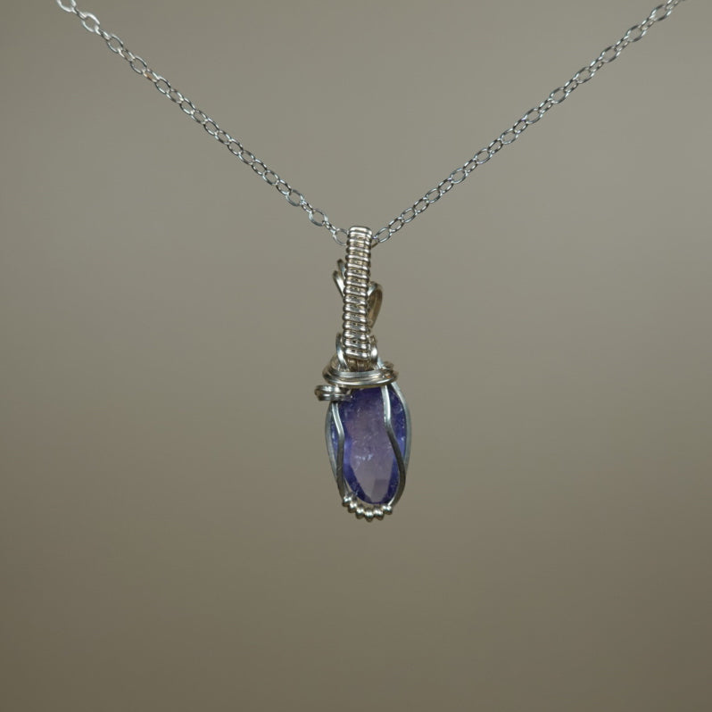 Tanzanite Pendant Wire-Wrapped in Sterling Silver