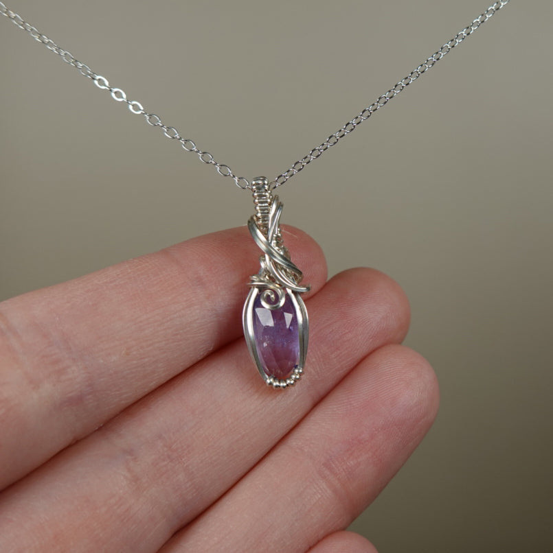Tanzanite Pendant Wire-Wrapped in Sterling Silver