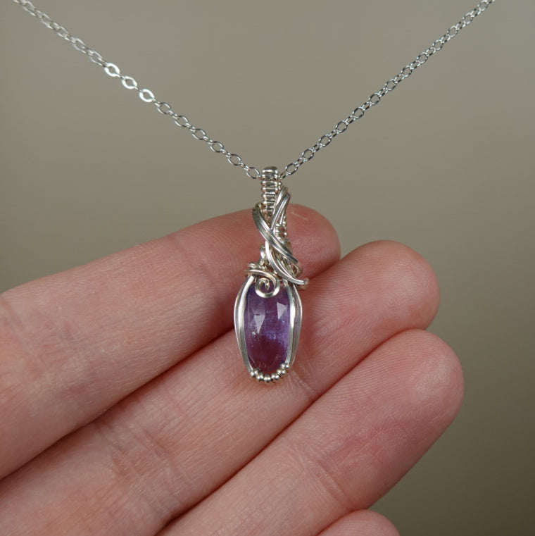 Tanzanite Pendant Wire-Wrapped in Sterling Silver