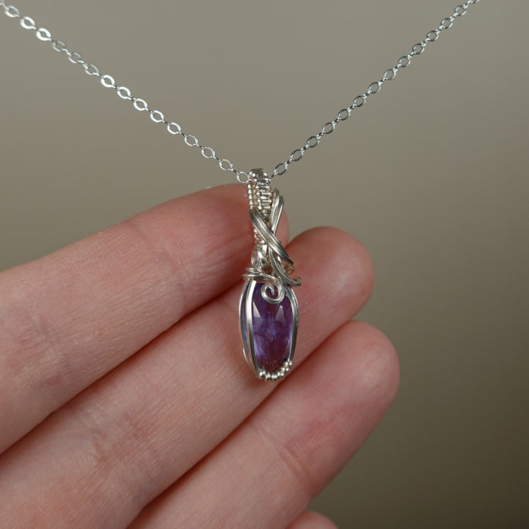Tanzanite Pendant Wire-Wrapped in Sterling Silver