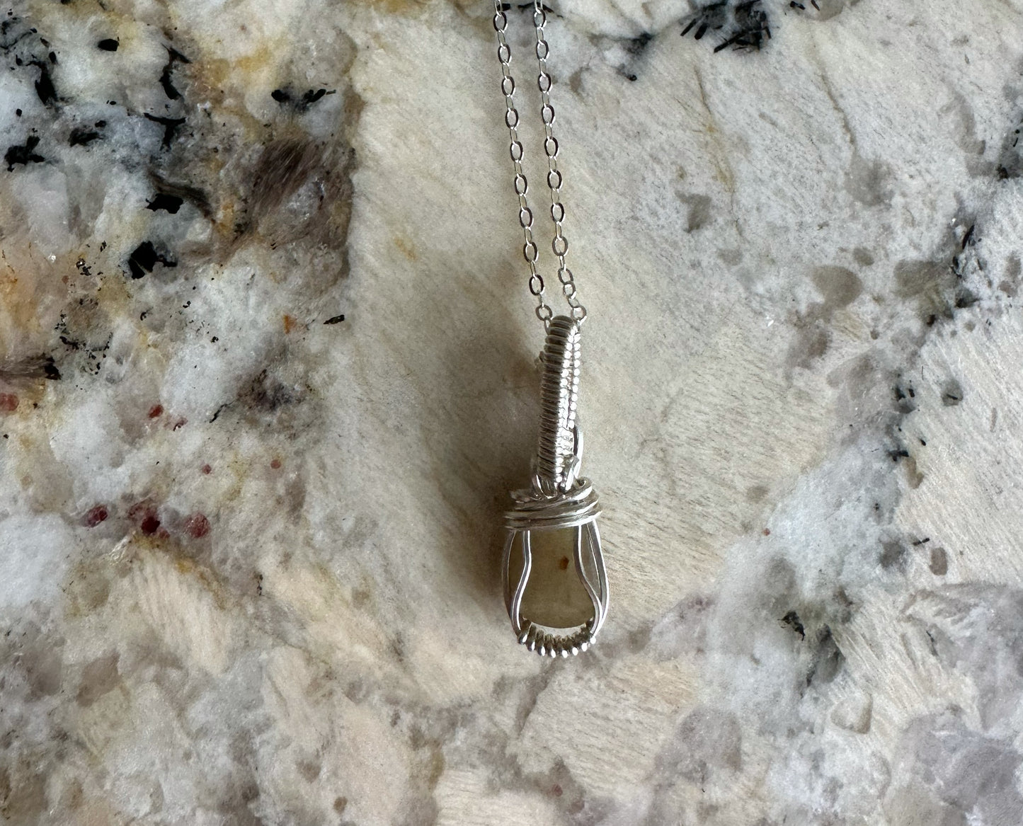 Sterling Silver Wire-Wrapped Rosecut Yellow Fancy Sapphire Pendant