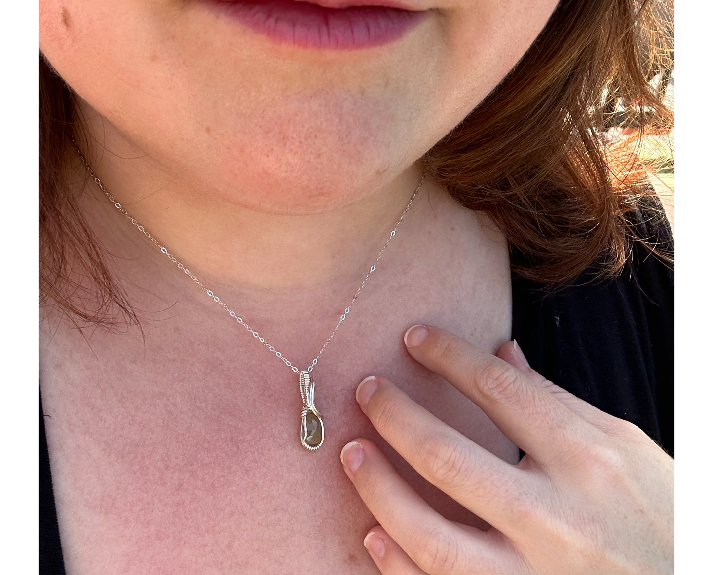 Sterling Silver Wire-Wrapped Rosecut Yellow Fancy Sapphire Pendant