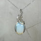 Opalite Glass Pendant Wire-Wrapped in Sterling Silver