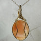 Antique Carved Shell Cameo of Woman with Floral Basket Pendant in Wrapped in 14k Goldfilled Wire