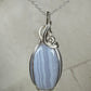 Blue Lace Agate Pendant Wrapped in Sterling Silver Wire
