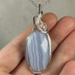 Blue Lace Agate Pendant Wrapped in Sterling Silver Wire