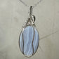 Blue Lace Agate Pendant Wrapped in Sterling Silver Wire