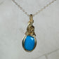 Wire-Wrapped Vintage Blue American-Mined Turquoise Pendant in 14k Goldfill