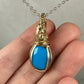 Wire-Wrapped Vintage Blue American-Mined Turquoise Pendant in 14k Goldfill