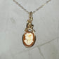 Vintage Carved Shell Cameo of Woman Pendant Wire-Wrapped in 14k Goldfill