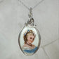 Vintage Porcelain Limoges France Cameo Portrait Pendant Wire-Wrapped in Sterling Silver