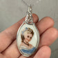 Vintage Porcelain Limoges France Cameo Portrait Pendant Wire-Wrapped in Sterling Silver