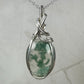 Moss Agate Pendant Wrapped in Sterling Silver Wire