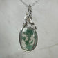 Moss Agate Pendant Wrapped in Sterling Silver Wire