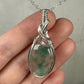 Moss Agate Pendant Wrapped in Sterling Silver Wire