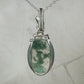Moss Agate Pendant Wrapped in Sterling Silver Wire