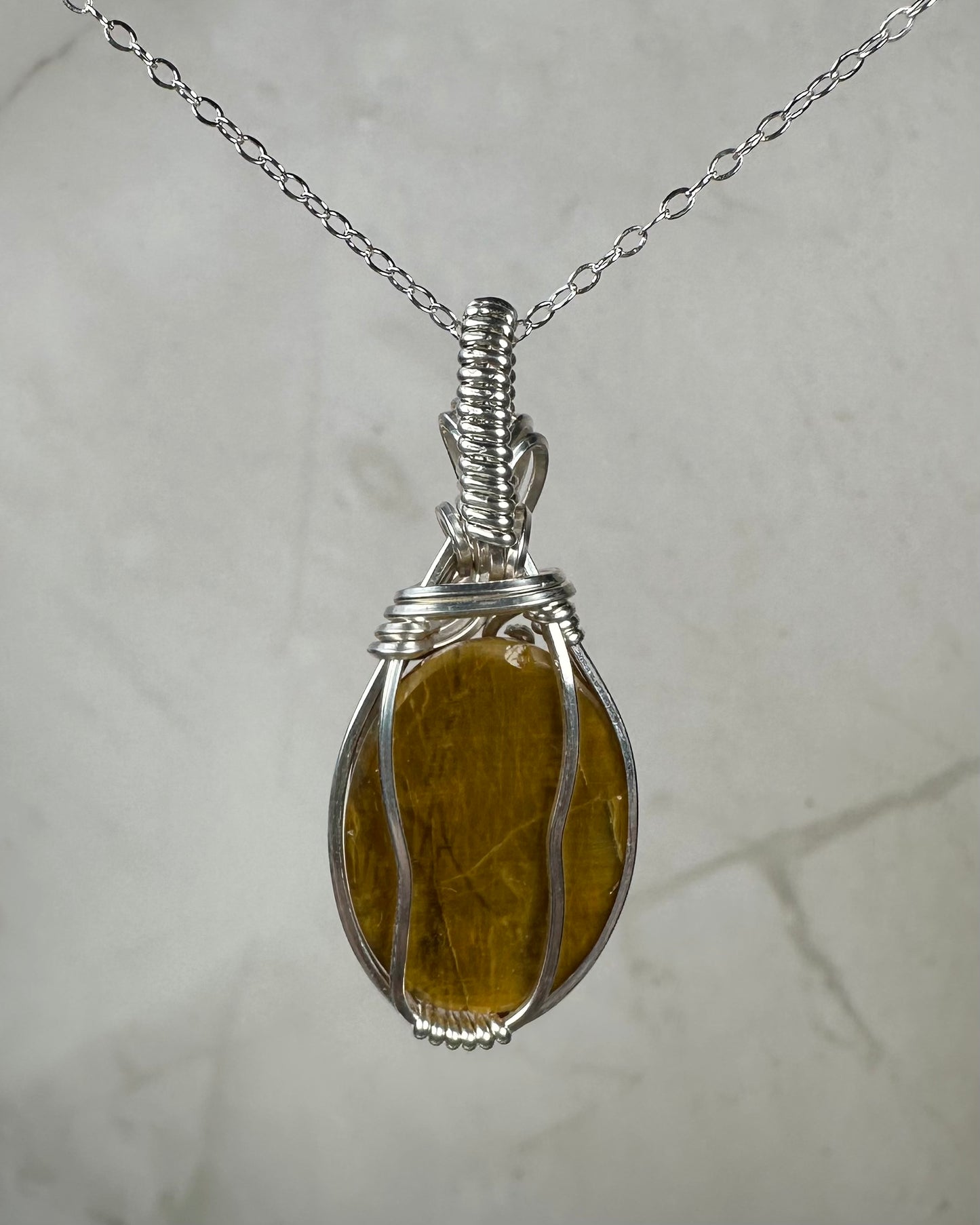 Nellite (Lion's Skin) Pendant Wire-Wrapped in Sterling Silver