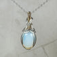 Opalite Glass Pendant Wrapped in Sterling Silver and 14k Goldfilled Wire