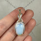 Opalite Glass Pendant Wrapped in Sterling Silver and 14k Goldfilled Wire