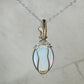 Opalite Glass Pendant Wrapped in Sterling Silver and 14k Goldfilled Wire
