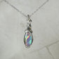 Aurora Opal Doublet Pendant Wire-Wrapped in Sterling Silver