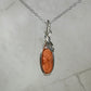 Antique Carved Coral Cameo of Woman Pendant Wire-Wrapped in Sterling Silver