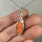 Antique Carved Coral Cameo of Woman Pendant Wire-Wrapped in Sterling Silver