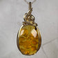 Carved Mexican Amber with Flowers Pendant Wire-Wrapped in 14k Goldfill
