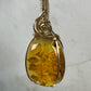 Carved Mexican Amber with Flowers Pendant Wire-Wrapped in 14k Goldfill
