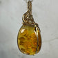 Carved Mexican Amber with Flowers Pendant Wire-Wrapped in 14k Goldfill