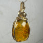 Carved Mexican Amber with Flowers Pendant Wire-Wrapped in 14k Goldfill