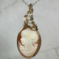 Vintage Carved Shell Cameo Pendant with Natural Pearls Wire-Wrapped in 14k Goldfill