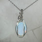 Opalite Glass Pendant Wire-Wrapped in Sterling Silver