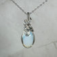 Opalite Glass Pendant Wire-Wrapped in Sterling Silver