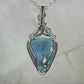 Blue Opal Pendant Wrapped in Sterling Silver Wire