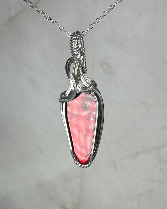 Flashy Rare, Natural Ammolite Pendant Wire-Wrapped in Sterling Silver