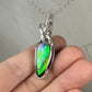 Flashy Rare, Natural Ammolite Pendant Wire-Wrapped in Sterling Silver