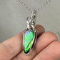 Flashy Rare, Natural Ammolite Pendant Wire-Wrapped in Sterling Silver