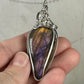 Flashy Purple and Gold Labradorite Pendant Wire-Wrapped in Sterling Silver